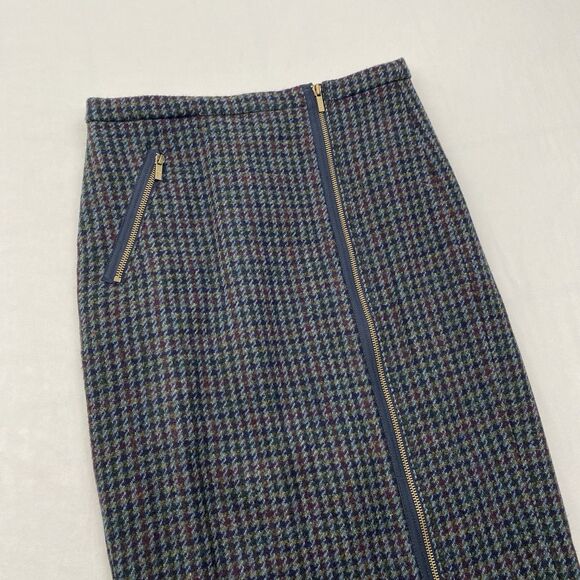 J Crew 100% Wool Pencil Skirt Womens 4 Blue Full Zip Knee Length Lined Career - Picture 2 of 9